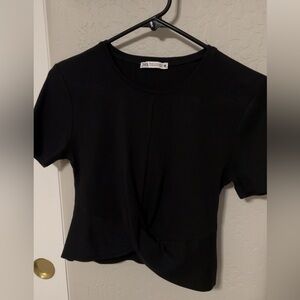 ZARA cropped black top
